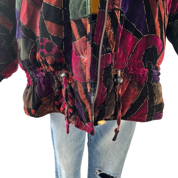 Vintage velvet Mulberry Street insulated winter coat M multicolor jewel tones - Picture 7 of 16